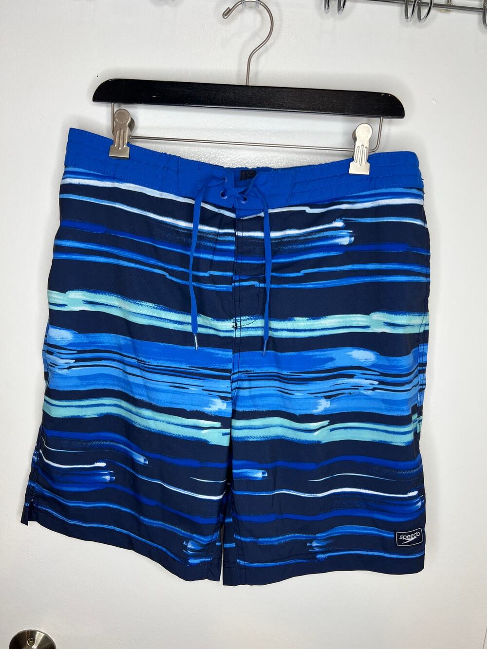 Speedo Men's Swim Trunks Blue Striped ~ Size L